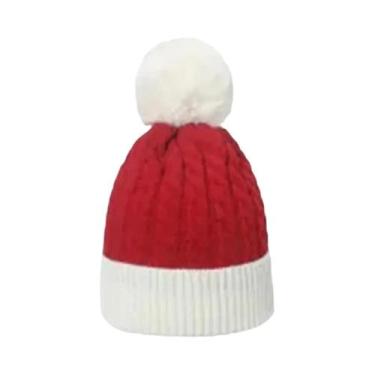 Imagem de Gorro De Tricô Vermelho E Verde Para Bebês, Quente, Para O Inverno, Na
