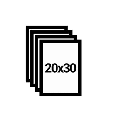 Imagem de KIT 4 Molduras 20x30 com Eucatex (MDF) Preta A4 (TAMANHO)