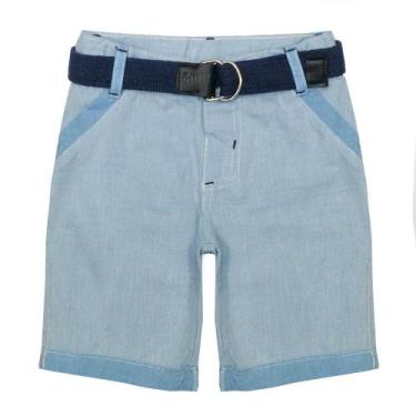 Imagem de Shorts Look Jeans C/ Cinto Collor - Azul - 01