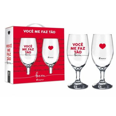 Imagem de Kit 2 Taças Namorados Na Caixa Você Me Faz Tão Bem Brasfoot