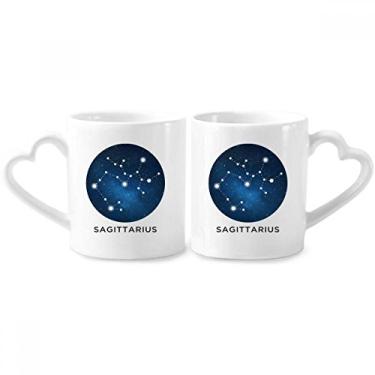 Imagem de Conjunto de canecas de porcelana para casais, constelação de sagitário, constelação do signo do zodíaco, coração
