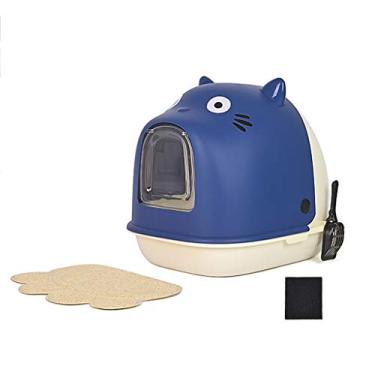Imagem de Caixa de areia para gatos, areia para gatos fácil de manusear, design fechado, fácil de limpar, ampulheta anti-ampulheta, fácil de montar, grande espaço.Caixa de areia para gatos com colher