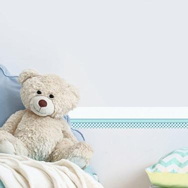 Imagem de Faixa de Parede para Quarto de Bebê Xadrez Poá Azul 3mx15cm