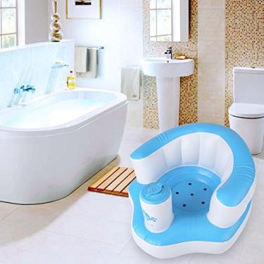 Imagem de Sofá com bomba embutido, sofá inflável inflável para bebês, macio e saudável para banheiro doméstico(azul)