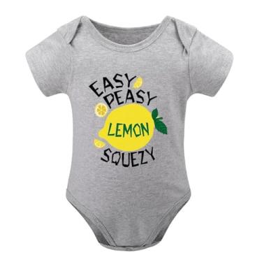 Imagem de SHUYINICE Macacão infantil engraçado para meninos e meninas, macacão premium para recém-nascidos, macacão fácil de apertar limão, Cinza, 9-12 Months