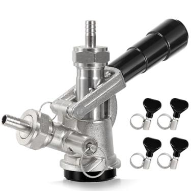 Imagem de Acoplador de barril, sistema Sankey Keg Tap D, sonda de aço inoxidável 304 para tubos de gás de linha de cerveja I.D 5/40.6 cm, acoplador comercial Sankey Kegerator D com 4 braçadeiras de mangueira