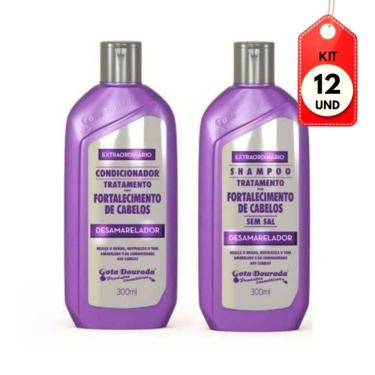 Imagem de Kit C/12 Gota Dourada Desamarelador Shampoo + Condicionador 300ml