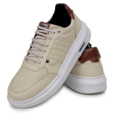 Imagem de Sapatenis Masculino 100% Couro Legitimo Tenis Casual Detalhado Cores M