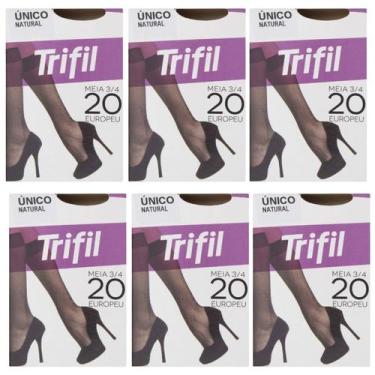 Imagem de Kit 6 Meia Fina 3/4 Europeu Fio 20 Natural - Trifil