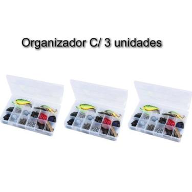 Imagem de kit 3 Caixa Organizador Porta Bijuteria Costura Pesca Parafusos 14 Div