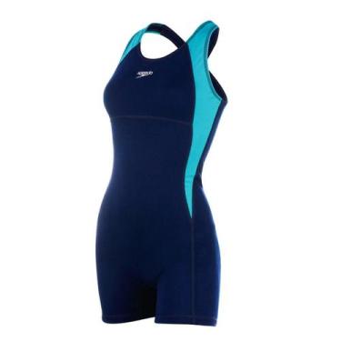 Imagem de Maio Macaquinho Hidroginástica Natação Speedo Cross Tamanhos, GG, Azul