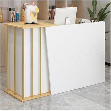 Imagem de Balcão de recepção simples e moderno supermercado loja de conveniência hotel pequeno bar salão de beleza loja de roupas caixa balcão de caixa para salão recepção R, branco quente, 120 cm