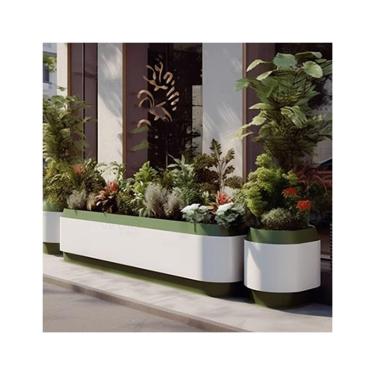 Imagem de LICONG-2019 Caixa de flores ao ar livre caixa de flores ao ar livre pátio com cerca canteiro de flores leite loja de chá rack de flores comercial rua flor calha caixa de flores