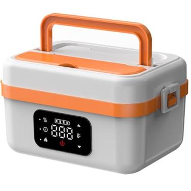 Imagem de LWCHUANG 60w Lancheira elétrica aquecida, Lancheira aquecida sem água, Lancheira portátil isolada de 1l, Selo duplo e à prova de vazamento, Lancheira aquecida alimentada por bateria