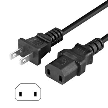 Imagem de 2 Prong AC Power Cord UL SVT 18AWG 10A Power Cable Replacement - for PS4 Pro, Xbox One/Xbox 360 Slim / 360 E Power Supply Brick (6Feet, Black)