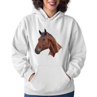 Imagem de Moletom Feminino Cavalo Arte Mosaico - Foca na Moda, Branco, G