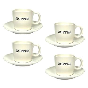 Imagem de Jogo 4 Xícaras Cremona C/Pires De Cerâmica Café Chá 130ml - Haüskraft,