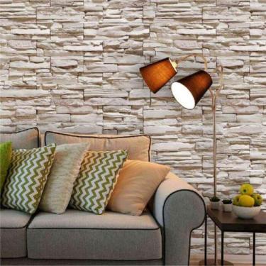 Imagem de Papel de Parede Autocolante Pedra em Tons Bege Claro 250 - Inove Papéi
