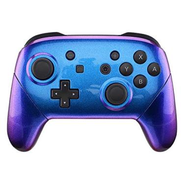 Imagem de Alças de placa traseira para controle NS Switch Pro da eXtremeRate, capa de proteção de encaixe de reposição para NS Switch Pro – controle não incluído, Chameleon Purple Blue