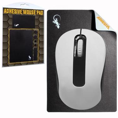 Imagem de Tapete de mouse adesivo da Gecko Travel Mouse Pad - cola em qualquer superfície - Stick On Portable - Capas de webcam e limpador de tela incluídos (preto)
