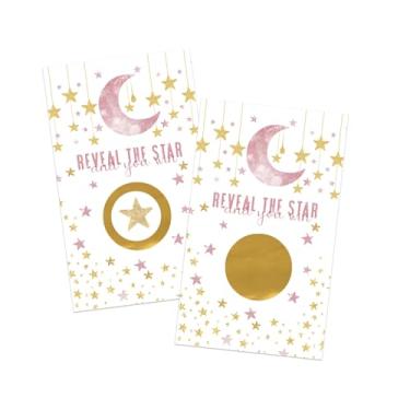 Imagem de Paper Clever Party Twinkle Little Star Scratch Off Game Cards (30 Pack) Girls Baby Shower Activity - Celestial Raffle Tickets for All Occasions - Pink and Gold Favors Moon