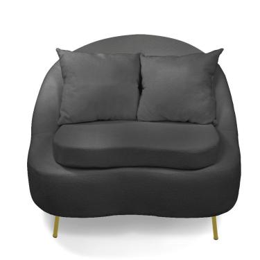 Imagem de Poltrona Decorativa Orgânica Pé Ferro Dou Zaya Bouclê C05 Grafite