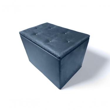 Imagem de Puff Baú C- Botão Banqueta Suede Organizar Decorar 55cm Azul Marinho
