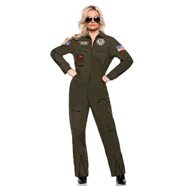 Imagem de UNDERWRAPS Macacão feminino TOPGUN - Fantasia TOPGUN oficialmente licenciada US NAVY®, fantasia feminina de piloto de lutador de Halloween, fantasia de casal para adultos, pequeno (4-6)