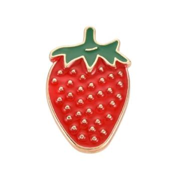 Imagem de DanLingJewelry 10 peças de alfinetes de lapela de comida de fruta esmalte vermelho morango broche para mochilas roupas chapéus bolsas decoração joias presentes