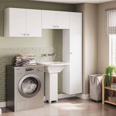 Imagem de Conjunto Com 3 Armários De Lavanderia Suspenso Multimóveis Cr30048 Branco