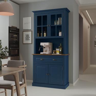 Imagem de Cristaleira 4 Portas 1 Gaveta Azul Farm House