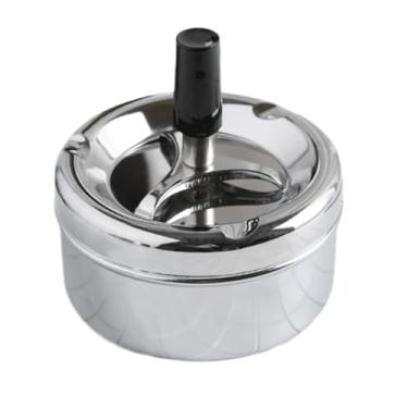 Imagem de Cinzeiro Decorativo Acessórios Para Fumar Suporte Para Fumar Cinzeiro De Mesa Para Fumar Interno Portátil Moderno Redondo Cinzeiro Interior(Silver)