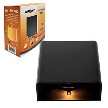 Imagem de Arandela Preta Facho Duplo Ajustável Externa 5w Luz Amarela