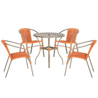 Imagem de 04 Cadeiras Floripa E Mesa Roma 80cm Fendi Trama Original Terra Cota