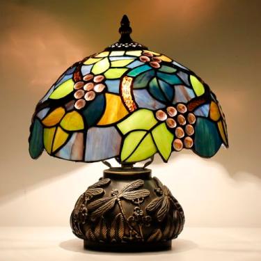Imagem de SYETL Luminária De Mesa Tiffany Pequena Estilo Uva Âmbar, Vidro, 10X11,5" Luz Cogumelo Para Escritório, Casa, Sala Estar, Quarto
