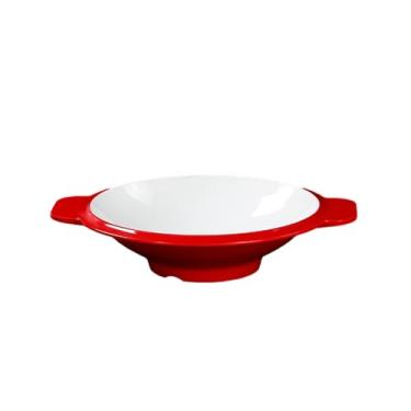 Imagem de Esmalte minimalista redondo estilo nórdico tigela requintada de gelo seco de cor média - tigela de orelha dupla de 32 cm