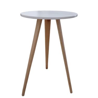 Imagem de Mesa Lateral De Canto E Apoio Redonda Pé Palito Karina 68 Cm branco