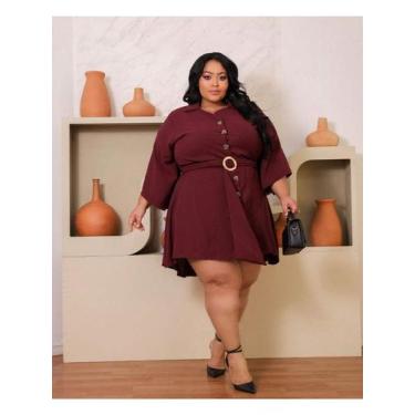 Imagem de Vestido Chemise Mullet Feminina Plus Size Longa Tamanho Grande Boho Ch