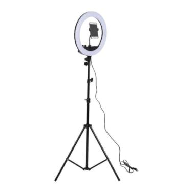 Imagem de Ring Light LED 8-14 Polegadas com Tripé 2,1m e Suporte para Celular – Iluminação Profissional Portátil 26cm(14 POLEGADAS)