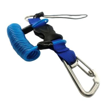 Imagem de menolana Cordão de mergulho profissional com mola espiral e fivela de liberação rápida anti-perda para ferramentas de luzes de mergulho e lanternas, Azul