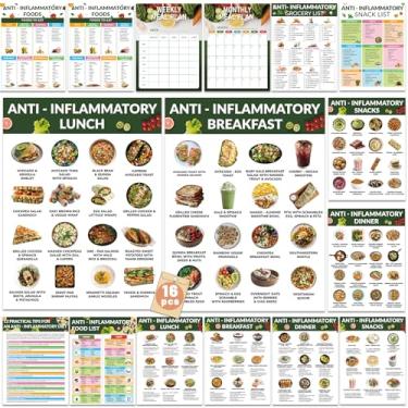 Imagem de Cartaz de tabela de alimentos para dieta anti-inflamatória, dieta anti-inflamatória, nutrição, guia de alimentos saudáveis, plano semanal, mensal, receitas fáceis, pôsteres para iniciantes, utensílios