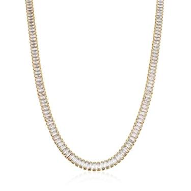 Imagem de Colar de Moeda Antiga Banhado a Ouro 18k Riviera Baguete 4mm