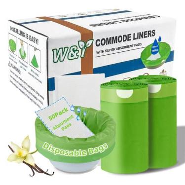 Imagem de Commode Liners W&Y, pacote com 50 almofadas superabsorventes