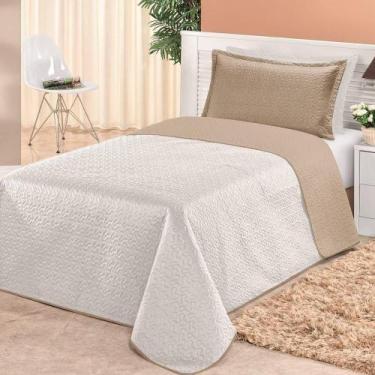 Imagem de Cobre Leito Dupla Face Solteiro Clara 02 Peças - Branco/cáqui. - MR EN