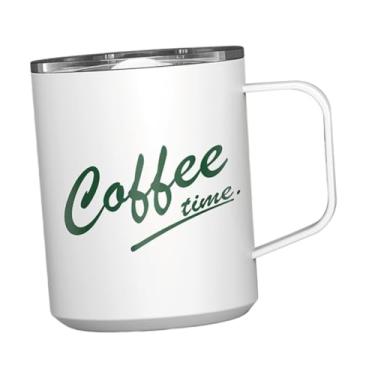 Imagem de Zxpjkyu Caneca de Café Térmica com Alça, Ideal para Camping, Viagens Ou Escritório, Branco