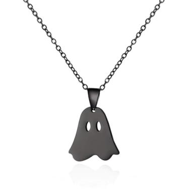 Imagem de Colar com pingente de abóbora fantasma para mulheres e homens, minimalista, aço inoxidável, aranha delicada, gato preto, minúsculo, corrente para Halloween, cosplay, festa, Natal, feriado, joias