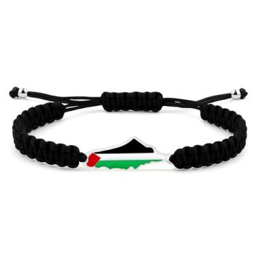 Imagem de Vivaday Pulseira trançada com bandeira palestina | Joias Freedom for Palestine | Pulseiras de orgulho palestino e paz | Pulseira cultural artesanal do Oriente Médio YA5882, Medium, Metal, Sem Pedra