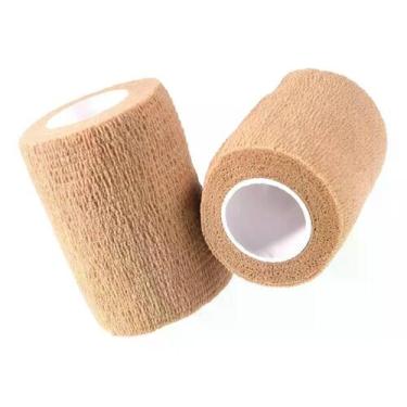 Imagem de Kit 2 Bandagem Elástica Flexivel Autoaderente 10cmx4,5m - FWC, Bege