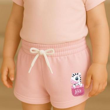 Imagem de Short Moletinho Infantil Feminino Estampado Zebra no Bolsinho Modernin