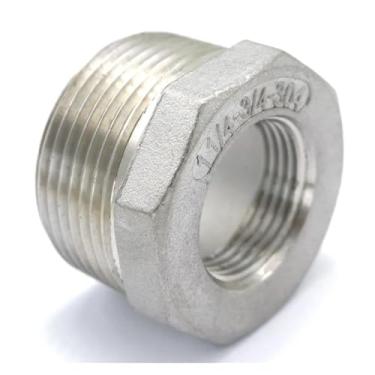 Imagem de Redutor de aço inoxidável 304, rosca macho de 3,5 cm para rosca fêmea de 3/10.2 cm, adaptador de bucha redutora de rosca para gás, ar, água, combustível